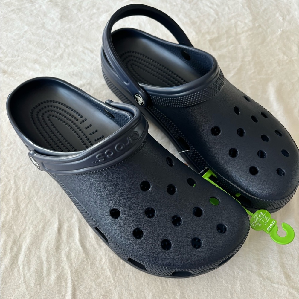 Classic crocs. Brand new. Navy.  Men’s size 12.
